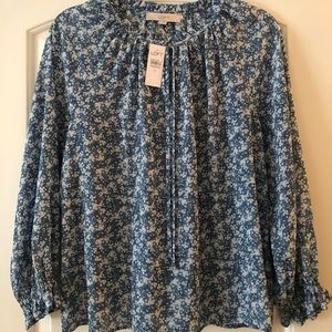 Blue floral blouse